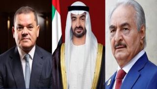 الشيخ محمد بن زايد آل نهيان والدبيبة وحفتر - أرشيفية