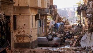 آثار الفيضانات في درنة الليبية