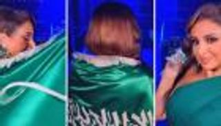 أنغام تحتضن العلم السعودي في "اليوم الوطني 93".. إطلالة خضراء (فيديو)