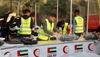 جانب من المساعدات الإماراتية إلى غزة