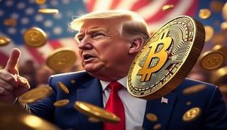 دونالد ترامب وعملة بتكوين الرقمية (صورة مولدة بالذكاء الاصطناعي)