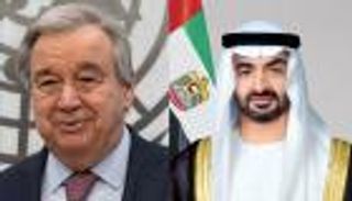 محمد بن زايد وغوتيريش يبحثان أوضاع غزة ودعم المبادرات الإنسانية بالعالم