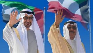 الشيخ محمد بن زايد آل نهيان  والشيخ مشعل الأحمد الجابر الصباح 