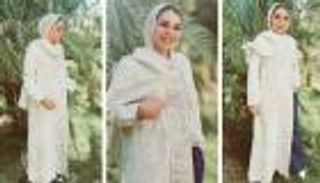 فستان مطرز بأسماء الله الحسنى.. إطلالة رمضانية لافتة لابنة الرئيس المصري