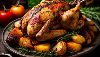 دجاج مشوي بالأعشاب مع الخضراوات