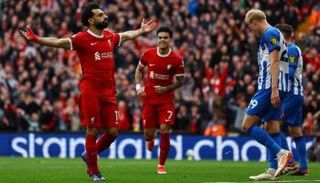 محمد صلاح في مباراة ليفربول وبرايتون بالدوري الإنجليزي