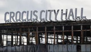 قاعة كروكوس المحترقة بعد هجوم موسكو