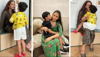 بلقيس فتحي وابنها تركي