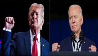 الرئيس الأمريكي بايدن وإلى يمينه سلفه ترامب - رويترز