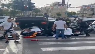 جانب من حادث انقلاب سيارة بن غفير