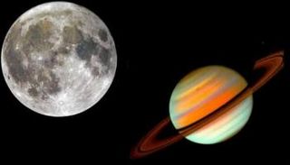 كوكب زحل والقمر