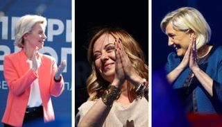 من اليمين: لوبان وميلوني وفون دير لاين