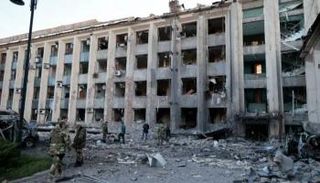 آثار قصف سابق في بيلجورود الروسية