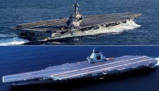 الحاملتان فورد (أعلى) وفوجيان (أسفل) 