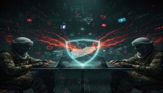 عناصر حوثية تنشر خطابات الكراهية على مواقع التواصل - الصورة بالذكاء الاصطناعي