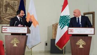 جانب من إعلان توقيع اتفاق لترسيم الحدود البحرية بين لبنان وقبرص