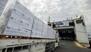 جانب من عملية تحميل السفينة