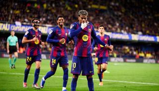 احتفال لامين يامال بهدفه ضد فياريال