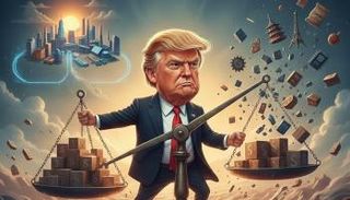 رسوم ترامب وحركة التجارة العالمية (مصممة بالذكاء الاصطناعي)