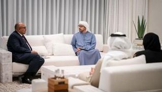 الشيخ عبدالله بن زايد آل نهيان خلال لقاء محمود ثابت كومبو