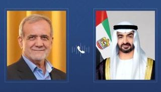 الشيخ محمد بن زايد آل نهيان والرئيس الإيراني مسعود بزشكيان