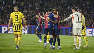 جانب من مباراة برشلونة وبروسيا دورتموند
