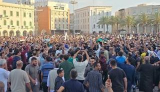 جانب من احتجاجات العاصمة طرابلس ضد حكومة الدبيبة