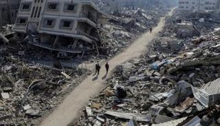 جانب من الدمار الهائل في غزة