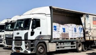 جانب من سيارات المساعدات في غزة