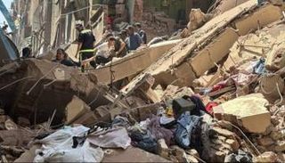 انهيار عقار في منطقة حدائق القبة بالقاهرة