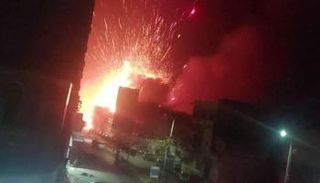 جانب من انفجار محطة الوقود