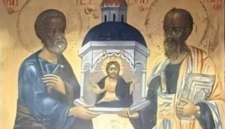 أيقونة فنية نادرة للقديسين بطرس وبولس