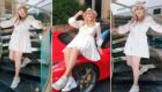 نادية الجندي في جلسة تصوير جريئة مع «فيراري» (صور)