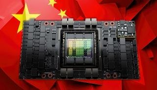 رقاقة لشركة إنفيديا وفي الخلفية علم الصين - تعبيرية