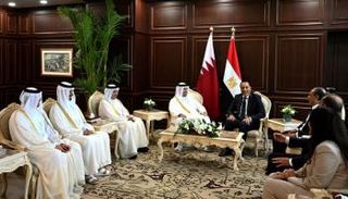 جانب من لقاء رئيس الوزراء المصري ونظيره القطري