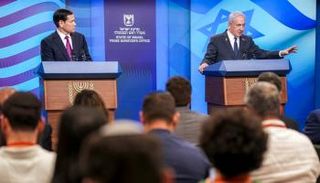 جانب من المؤتمر الصحفي بين نتنياهو وروبيو