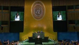 لانا نسيبة وزيرة دولة تُلقي كلمة الإمارات في الأمم المتحدة