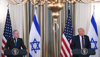 جانب من المؤتمر الصحفي بين ترامب ونتنياهو