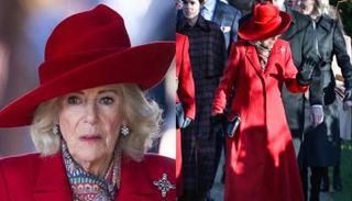 الملكة كاميلا تعيد موضة المعاطف الحمراء