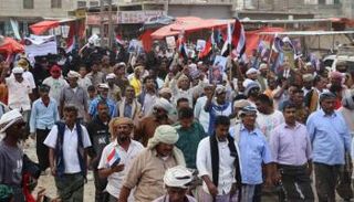 جانب من المظاهرات في سقطرى اليمينة