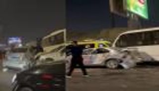 تصادم عنيف بين عدة سيارات.. تفاصيل حادث الطريق الدائري المعادي بمصر