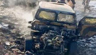 آلية متضررة جراء الانفجار في جعولة