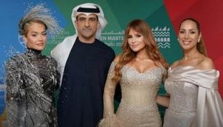 كارول سماحة مع فناني افتتاح ألعاب الماسترز