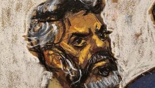 رسم تخطيطي للمحكمة يظهر المتهم