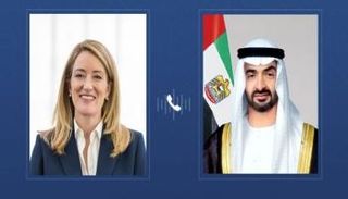 الشيخ محمد بن زايد آل نهيان رئيس دولة الإمارات ورئيسة البرلمان الأوروبي