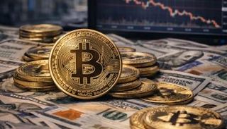 بيتكوين ودولارات أمريكية 