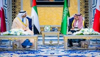 الشيخ عبدالله بن زايد آل نهيان خلال لقائه وزير الخارجية السعودي