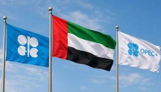 علم دولة الإمارات يتوسط أعلام منظمة أوبك