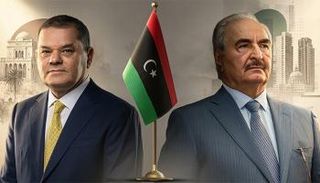 قائد قوات شرق ليبيا (يمين) ورئيس حكومة الوحدة الوطنية (يسار)