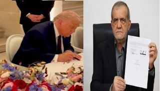 جانب من توقيع الرئيسين الأمريكي والإيراني لمذكرة التفاهم